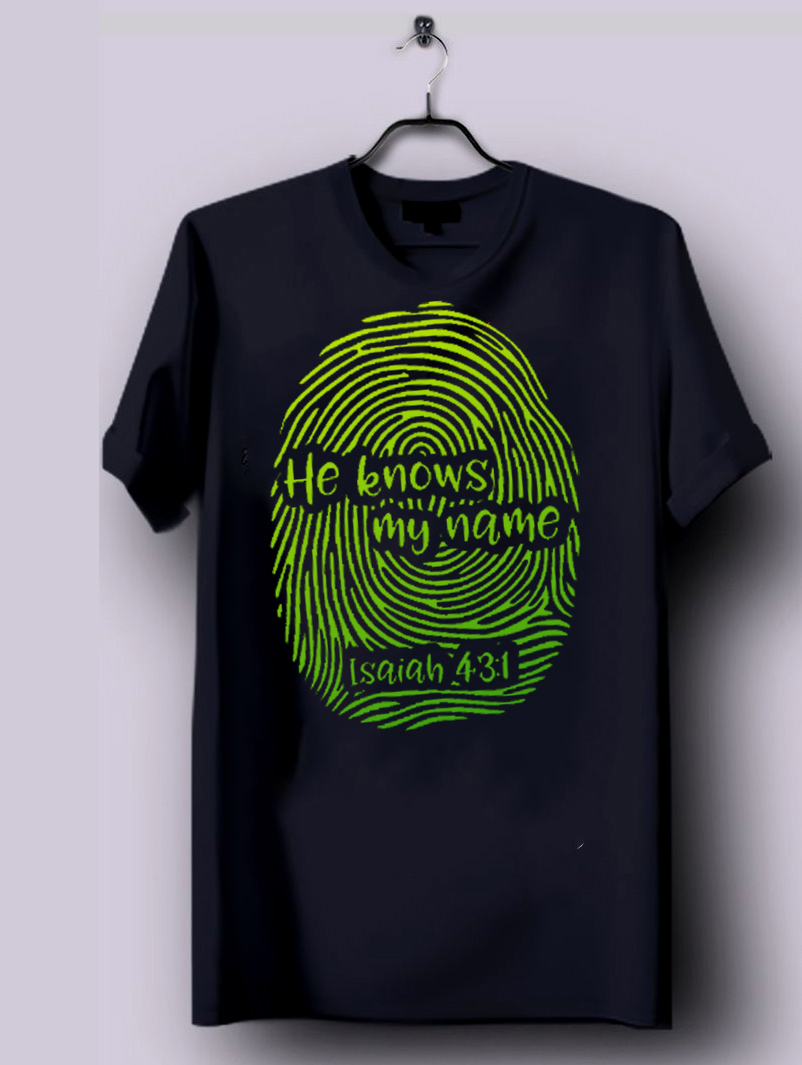 Christian T-Shirt – “He Knows My Name” (Isaiah 43:1) thumbnail 1